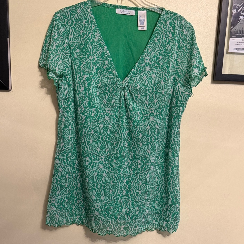 Elegant Green Floral Women's Blouse